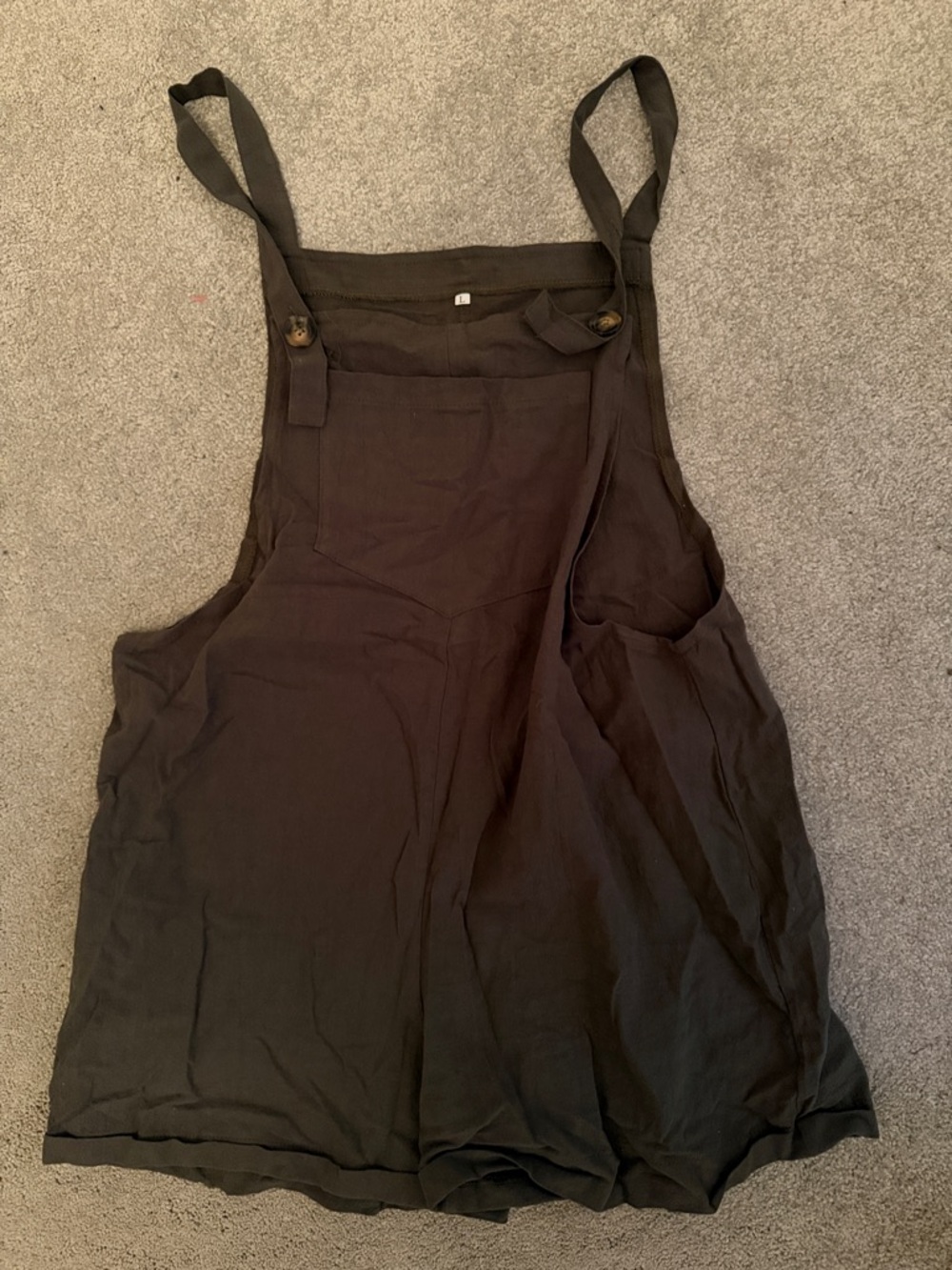 Dark forest green Cotton Romper Overalls - Pocket Front